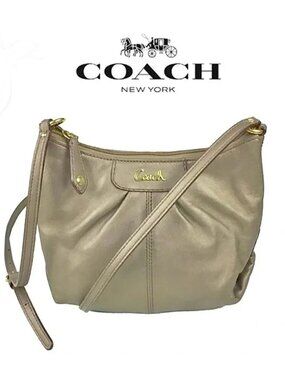 COACH Ashley Metallic Bronze Leather Crossbody Bag